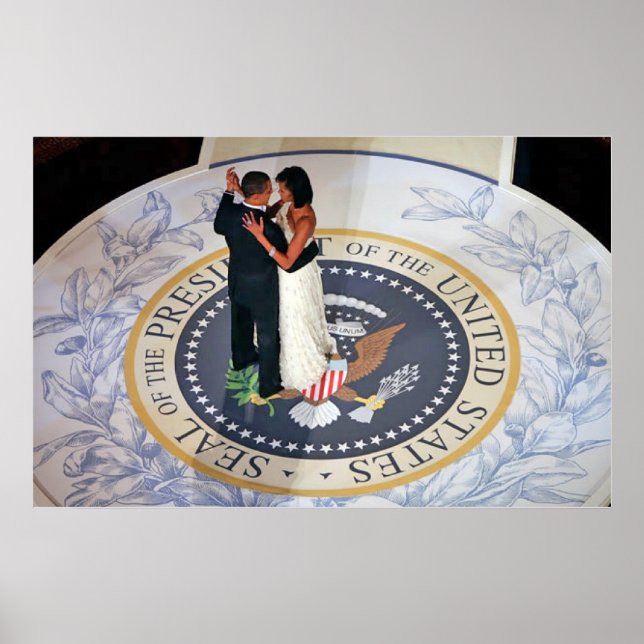 Barack und Michelle Obama tanzen Eröffnungsball Poster (Vorne)