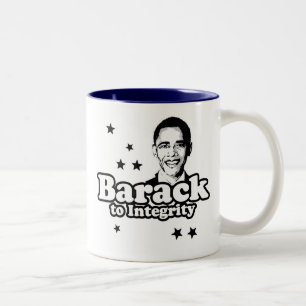 Barack zu Integrität T - Shirt Zweifarbige Tasse