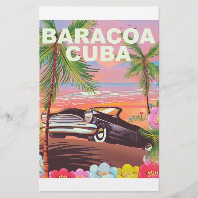 Baracoa Kuba Auto Reiseplakat Briefpapier (Vorderseite)