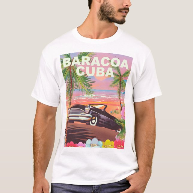 Baracoa Kuba Auto Reiseplakat T-Shirt (Vorderseite)
