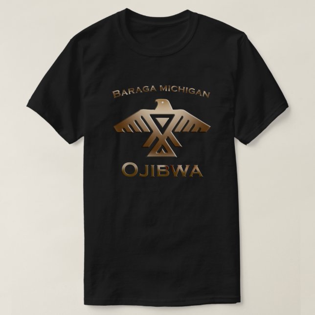 Baraga Michigan Ojibwe Indianer T-Shirt (Design vorne)