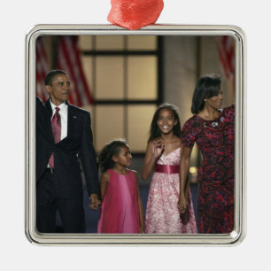 Barak Obama Familie winkt am letzten Abend Ornament Aus Metall