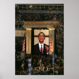 Barak Obama spricht am letzten Abend der Poster