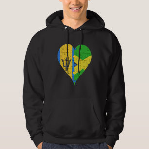 Barbadian Jamaican Flag Herz Hoodie
