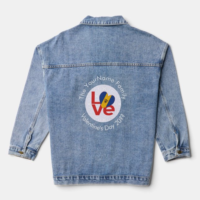 Barbadian Red LIEBE Flag Personalisiert Jeansjacke (Rückseite)