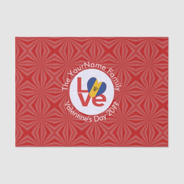 Barbadian Red LIEBE Flag Personalisiert Seidenpapier (Vorderseite)
