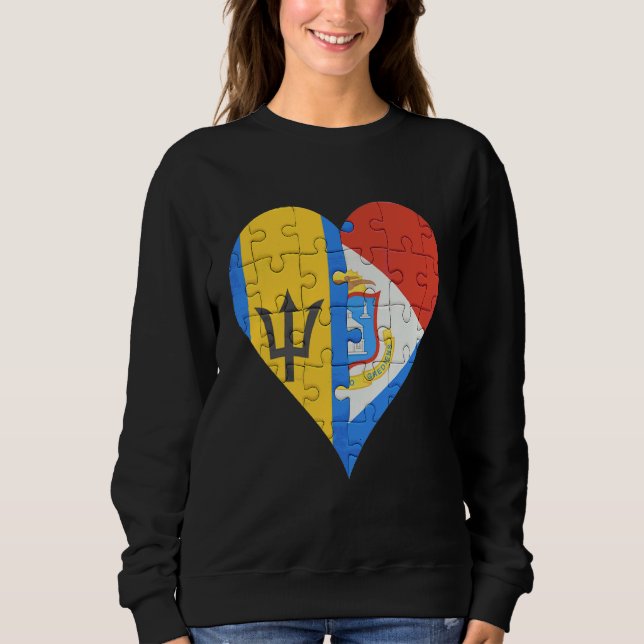 Barbadian Sint Maartener Flag Herz Sweatshirt (Vorderseite)