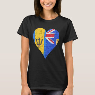 Barbadian Turks und Caicos Flag Herz T-Shirt
