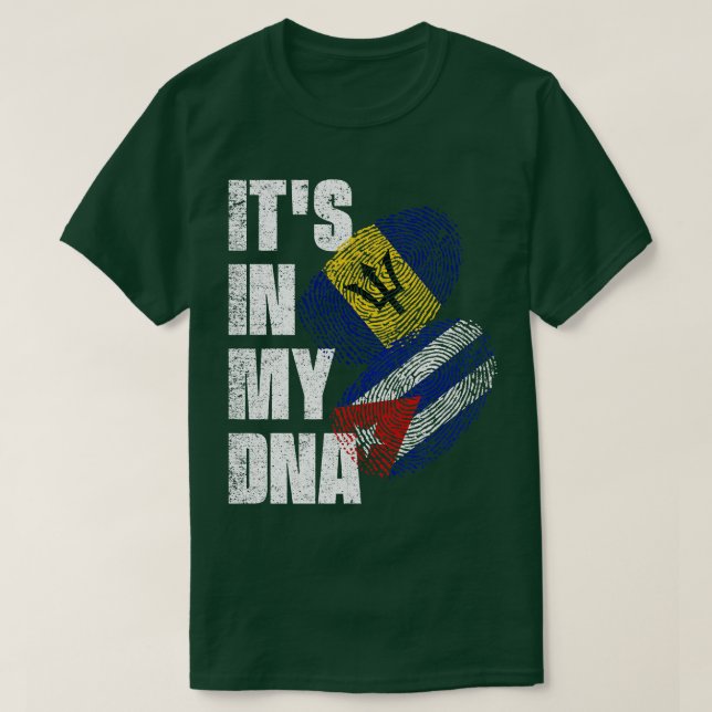 Barbadian und Kuba-Mix-DNA-Fahne T-Shirt (Design vorne)