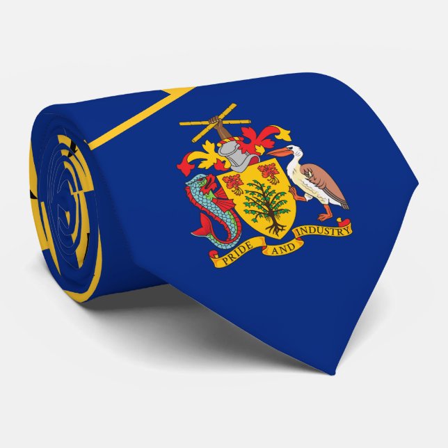 Barbadische Flagge und Wappen, Flagge von Barbados Krawatte (Gerollt)