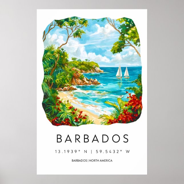 Barbados Aquarell 2 Poster (Vorne)