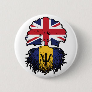 Barbados Barbadian Britisch-UK Tree Roots Flag Button