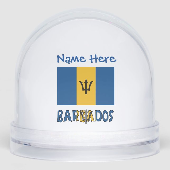 Barbados Barbadian Flag Blau Personalisiert Schneekugeln (Vorderseite)