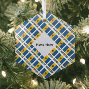 Barbados Barbadian Flag geteert Schwarz Personalis Ornament Aus Glas