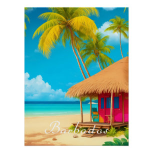 Barbados Beach Hut Reiseplakat Poster