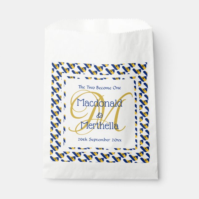 BARBADOS Custom | Monografische Hochzeit Geschenktütchen (Vorderseite)