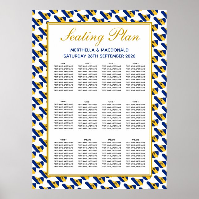 BARBADOS Custom Wedding Empfang 120 Sitzplan Poster (Vorne)