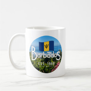 "Barbados Est. 1966" Ost-Küstenansicht mit Flagge Kaffeetasse