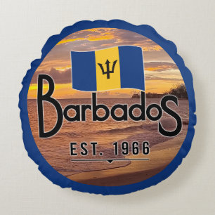 "Barbados Est. Sonnenuntergang 1966 mit Barbados-F Rundes Kissen