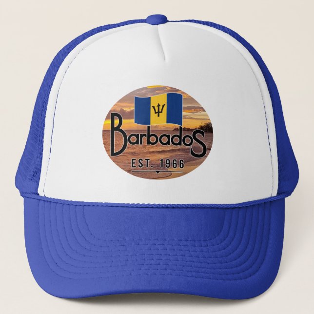 "Barbados Est. Sonnenuntergang 1966 mit Barbados-F Truckerkappe (Vorderseite)