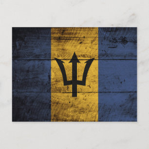 Barbados-Flag auf Altholzkörner Postkarte