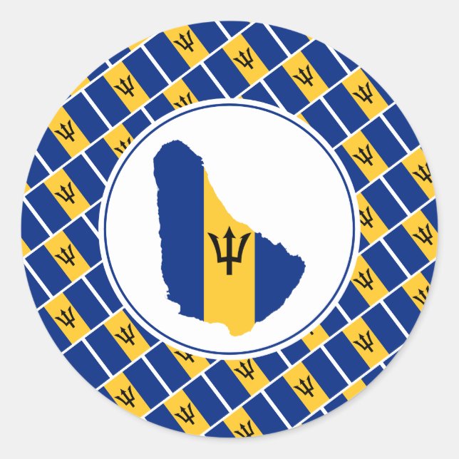 BARBADOS FLAG Barbadian Map Stilvoll Patriotic Runder Aufkleber (Vorderseite)