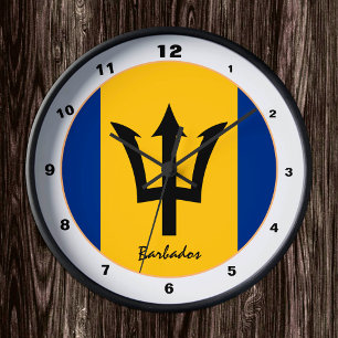 Barbados Flag & Barbados trendy fashion /design Runde Wanduhr