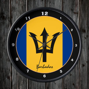 Barbados Flag & Barbados trendy fashion /design Runde Wanduhr