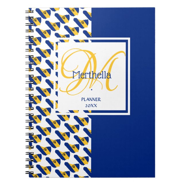 BARBADOS Flag Benutzerdefiniertes Monogramm Name h Notizblock (Vorderseite)