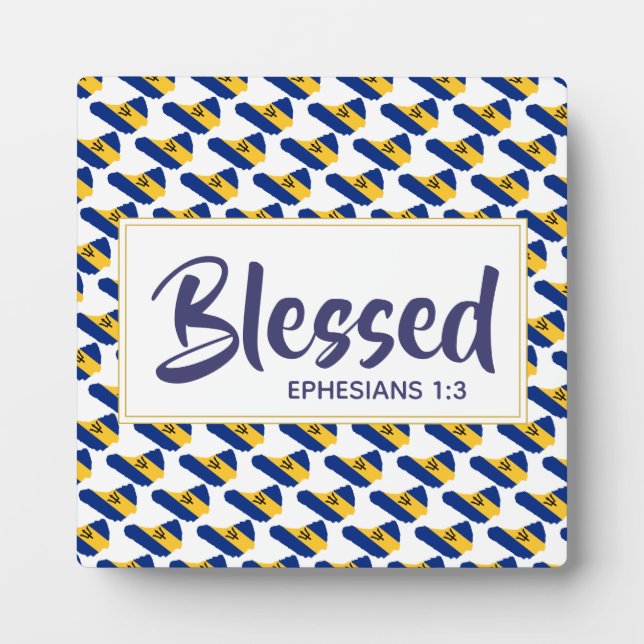 BARBADOS FLAG | Gesegnet | Ephesians Scripting Fotoplatte (Vorderseite)