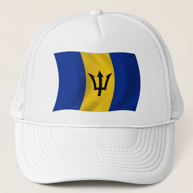 Barbados Flag Hat Truckerkappe (Vorderseite)