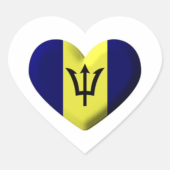 Barbados Flag Herz Herz-Aufkleber (Vorderseite)