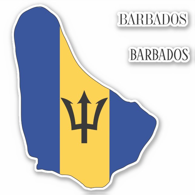 Barbados Flag Karte Aufkleber (Vorderseite)