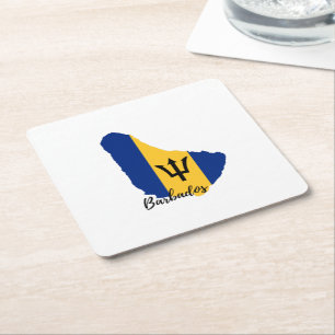 Barbados Flag Karte Rechteckiger Pappuntersetzer