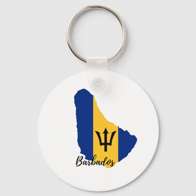 Barbados Flag Karte Schlüsselanhänger (Vorderseite)