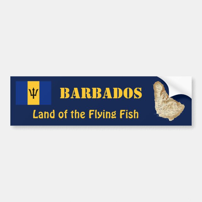 Barbados Flag + Map Autoaufkleber (Vorne)