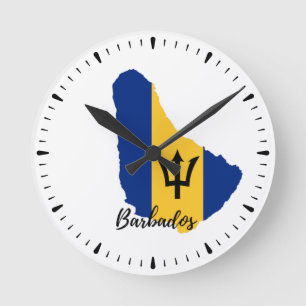 Barbados  Flag Map Runde Wanduhr