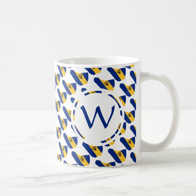 BARBADOS Flag Patriotic Custom Monogram GOSE BLESS Kaffeetasse (Rechts)