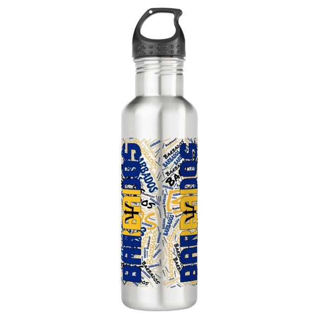 Barbados Flag Patriotic Edelstahlflasche (Vorderseite)