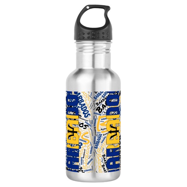 Barbados Flag Patriotic Edelstahlflasche (Vorderseite)