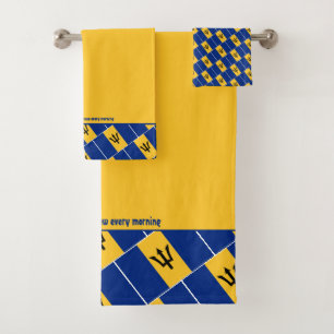 BARBADOS FLAG Personalisiert Scripting YELLOW Badhandtuch Set
