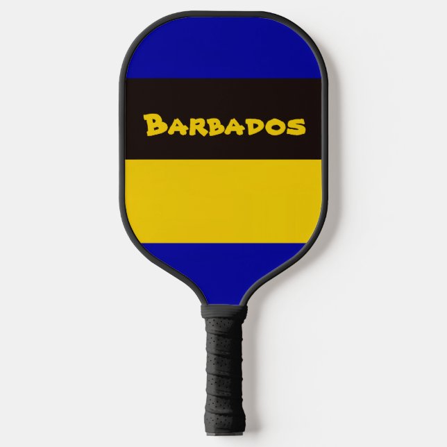 Barbados Flag Stripfarben Pickleball Schläger (Vorderseite)