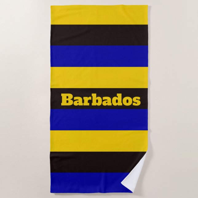 Barbados Flag Stripfarben Strandtuch (Vorderseite)