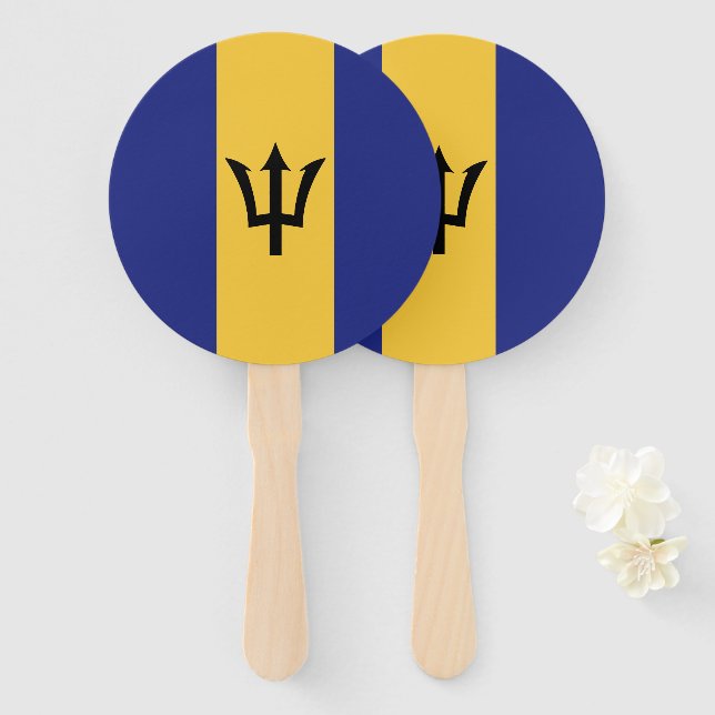 Barbados-Flagge Fächer (Vorne und Hinten)