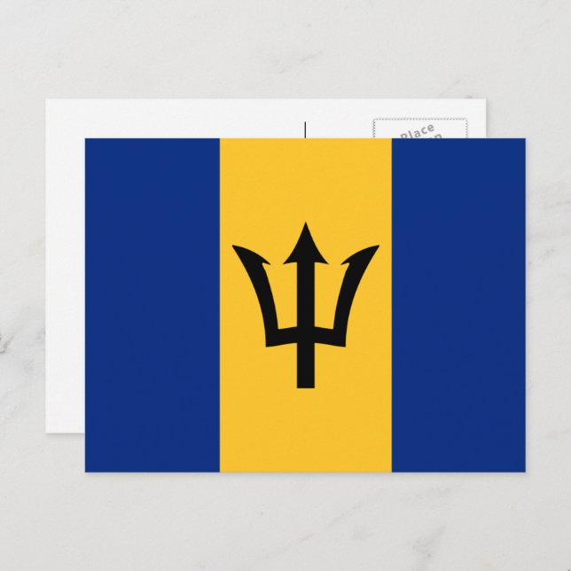 Barbados-Flagge, Flagge Postkarte (Vorne/Hinten)