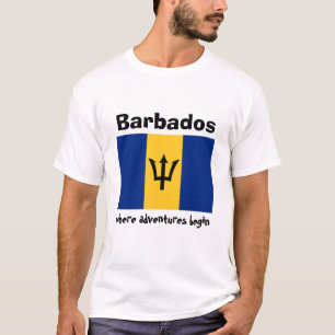 Barbados-Flagge + Karte + Text-T - Shirt