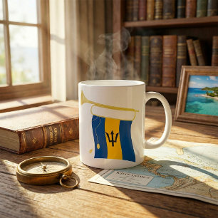Barbados-Flagge mit Bugle Patriotic Caribbean Kaffeetasse