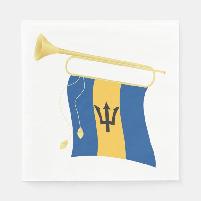 Barbados-Flagge mit Bugle Patriotic Caribbean Serviette (Vorderseite)