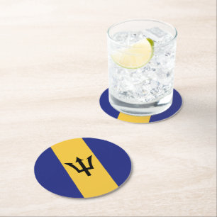 Barbados-Flagge Runder Pappuntersetzer