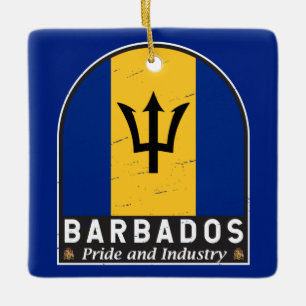 Barbados-Flaggen-Emblem Abgenutzt Vintage Keramikornament